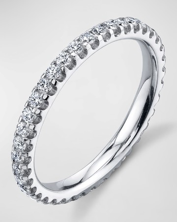 18K White Gold Eternity Comfort Fit Band with U Prong Set Round Cut Diamonds, 0.50ct