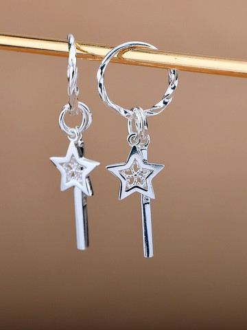 耳環2020年新款潮999純銀99足銀耳墜清新個性簡約星星銀條防過敏
