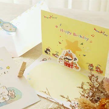 柴之助 x 波波熊 / 50K彩印立體卡片 (4圖)