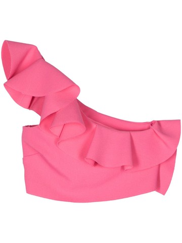 MSGM - one-shoulder top - women - Elastane/Polyester/Viscose/Polyester - 42 - Pink