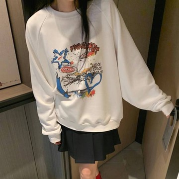 正韓T恤 卡通印花長袖T恤FOM1021-創翊韓都