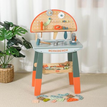 木制過家家拆裝工具臺兒童仿真螺絲刀扳手鋸子寶寶益智模仿游樂場