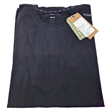 KZM S03 短袖上衣 柔軟性佳 背面帳篷插圖 20支棉厚度 透氣佳 - 黑色  3XL