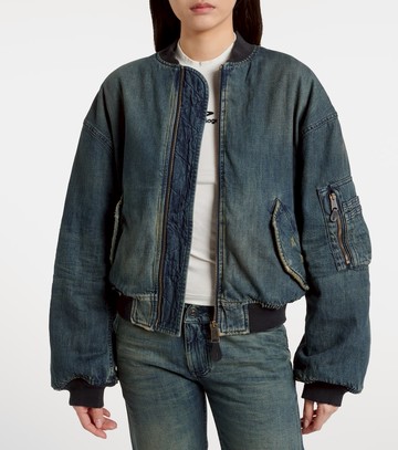 Balenciaga Distressed denim bomber jacket