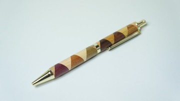 鑲木原子筆・三角格紋