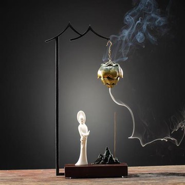 【米蘭精品】現貨+預購 插香器香薰爐薰香塔擺件檀香禪意手工擺件居家內飾書房配件-陶瓷古厝菩薩2款74ml49