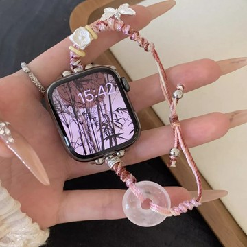 晶石錶帶⚡平安扣錶帶 適用 Apple Watch 10 9 8 7 SE 編織錶帶 水晶 蘋果錶帶 46mm 42mm
