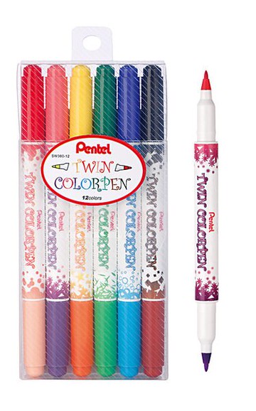 Pentel 飛龍雙色水性筆12色 SW380-12【領券滿額再折千7/31止】