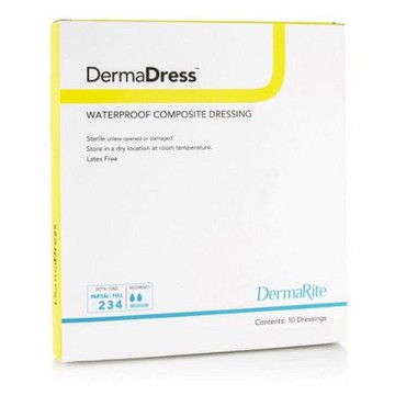 Composite Dressing Waterproof DermaDress 4 X 10 Inch Sterile 10 Count by DermaRite