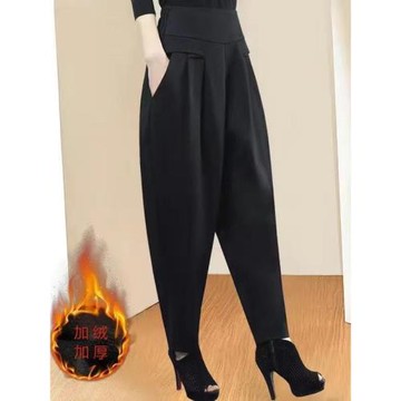 2025新款黑色休閑褲子女簡約百搭小腳哈倫褲寬松顯瘦氣質松緊腰