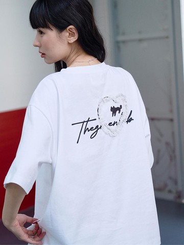 Heartcat Lace Short Sleeve Tee [BLACK/LIGHT BEIGE/WHITE]