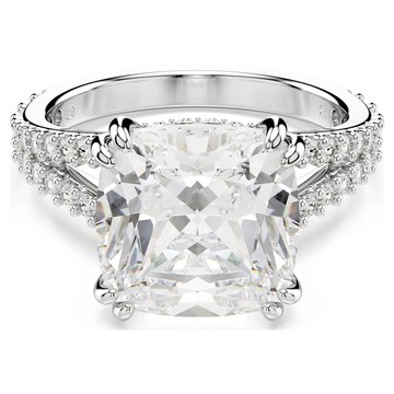 Stilla 戒指, 方形切割, 白色, 銀色調潤飾