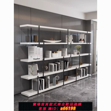 【台灣公司 可開發票】簡約白色實木書架落地工業風多層客廳展示架輕奢原木置物架