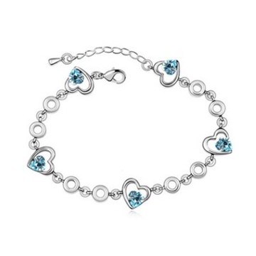 925純銀手鍊 水晶手環-時尚簡約鏤空愛心情人節生日禮物女飾品5色73jw37【獨家進口】【米蘭精品】