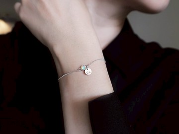 925純銀 蛋白石 細側身鍊 客製化刻字 手鍊 免費送禮包裝