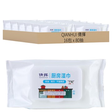 QIANHUI 倩揮 拋棄式廚房濕紙巾 掀蓋  1包  16包
