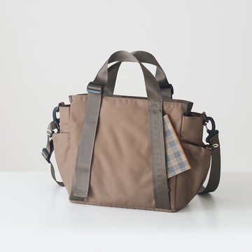 中號【棕色】10口袋3WAY多用托特包 防潑水尼龍 側背斜背 A4