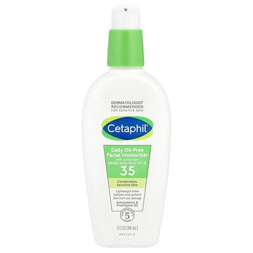 Cetaphil, 日常無油面部保濕乳，含抗曬成分，SPF 35，無香，3 液量盎司（88 毫升）
