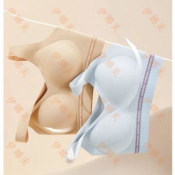 【臺灣出貨👙】2533發泡字母無痕內衣背心駝絨提花螺紋小胸聚攏提拉無鋼圈文胸罩【伊娜美】