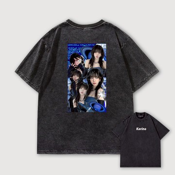 劉知珉 Karina aespa KPOP韓星 做舊水洗純棉落肩短T 男女短袖T 台灣製原創動漫