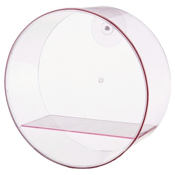 FAmILyLIFE 生活 無痕壁掛圓形展示盒 A-462-PI 透明粉  1個  25.5 x 25.5 x 10.6cm