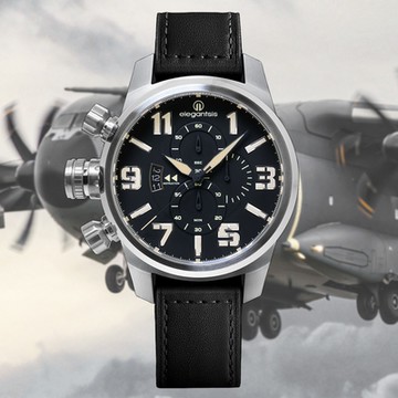 elegantsis 愛樂時 JF48QS-陸海空 空軍 空夜黑石英腕錶-48mm ELJF48QS-OB04LC