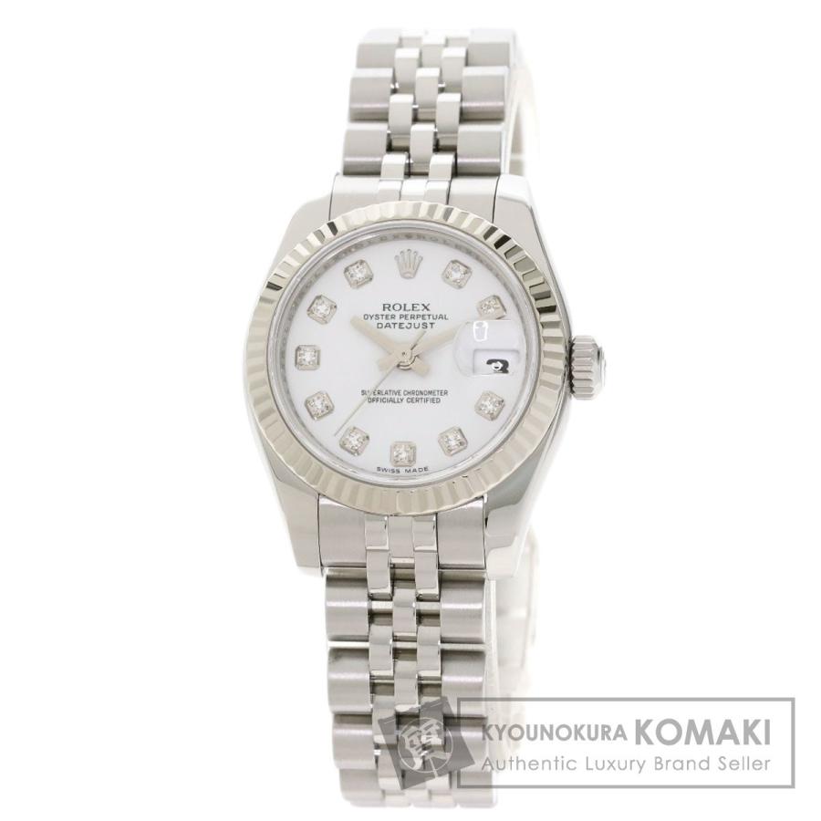 ROLEX ロレックス 179174G デイトジャスト 10P ダイヤモンド 腕時計 ステンレススチール SS K18WG レディース 中古品 | LINEブランドカタログ