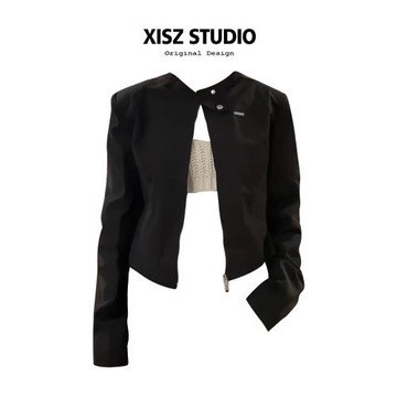 美式辣妹高級感立領短款夾克外套女春季氣質時尚顯瘦百搭正肩上衣