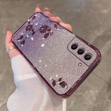 漸變閃粉三星s21手機殼女款適用Galaxys21+水鉆高級感S21ultra鏡頭全包網紅爆款硅膠軟殼時尚s21fe高端奢華潮