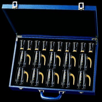 金箔白酒杯套裝進口工藝水晶玻璃烈酒杯分酒器一口杯子高檔送禮裝