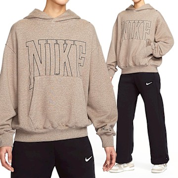 Nike Street OOS Po HDY 女款 咖啡色 刺繡 帽T 寬鬆 毛圈布 休閒 長袖 HQ5888-233