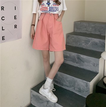 直筒闊腿褲五分休閑褲子女夏季年新款韓版高腰顯瘦百搭短褲潮