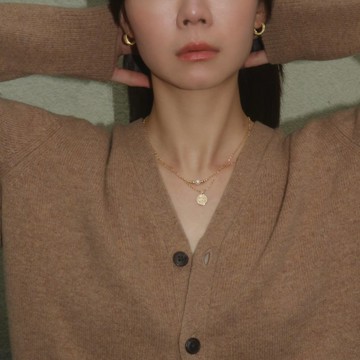 Crescent 金幣淡水珍珠雙層項鍊・聖誕禮盒・客製化禮物