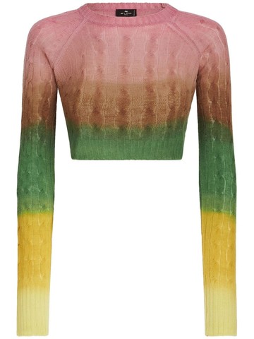 ETRO - gradient cable-knit cropped jumper - women - Wool - 42 - Pink