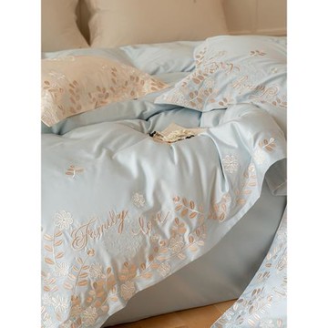 輕奢100支長絨棉四件套純棉床單法式刺繡雙人被套全棉1.8床上用品