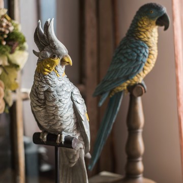 掬涵 藍翅金剛鸚鵡 樹脂裝飾擺件擺設客廳玄關書房樣板間禮物