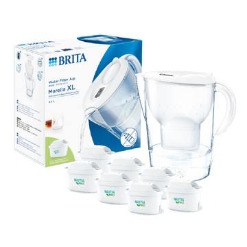 BRITA MARELLA 濾水壺 + 濾芯 7個  白色  1組