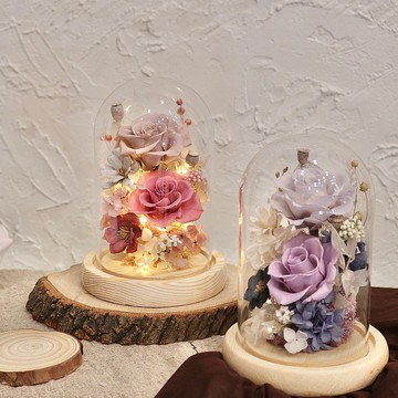 【遇見恆久】愛情模樣永生玫瑰玻璃罩 有燈可刻字 附盒 共3款