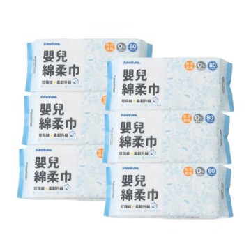 Piyo Piyo 黃色小鴨 珍珠紋柔韌升級嬰兒綿柔巾(80抽/包*6)