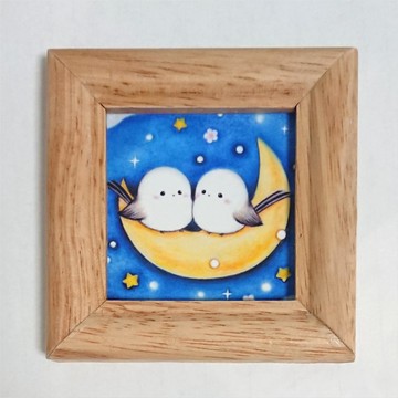複製迷你插畫「雪がなみちゃん（細尾山雀）的夜晚」