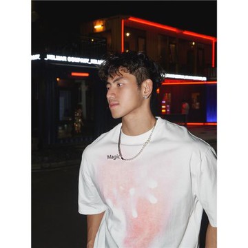 lil monster新款短袖T恤男圓領寬松字母抽象美式情侶半袖上衣