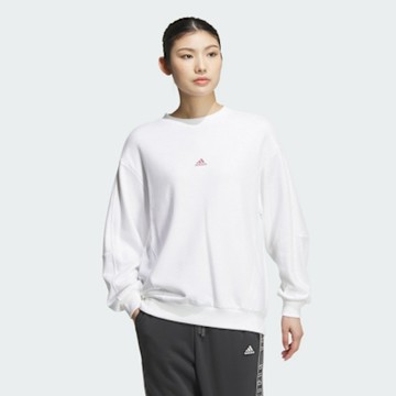 ADIDAS 愛迪達 阿迪達斯 日常穿著 簡約風 寬鬆 女長袖上衣-白色 WORD FT CREW-JG8174