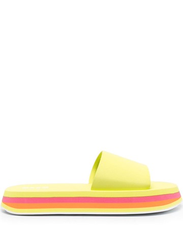 MSGM - chunky flat slides - women - Rubber/Rubber/Calf Leather - 38 - Green