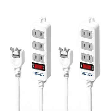 POLYWELL 寶利威爾 2孔電源延長線1切3座 PW15-T05-A019  1.8m  白色  2條