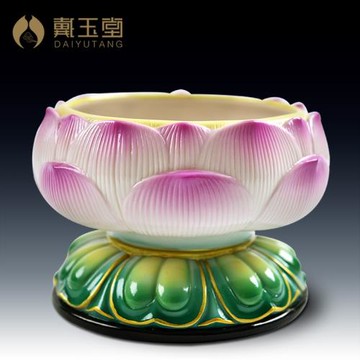 戴玉堂陶瓷供佛香爐家用室內佛具用品佛堂大號擺件5″蓮花香爐