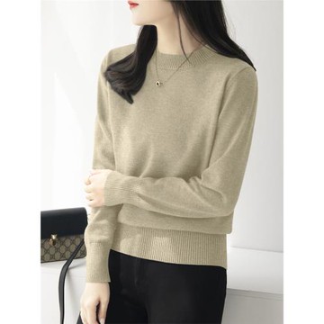 秋冬2025新款高級圓領長袖針織打底衫女寬松慵懶今年流行加厚上衣