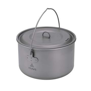 ATUNAS單層鈦折疊U型提手吊鍋1950ml(平底湯鍋/輕量無毒/煎煮炊具/登山露營/戶外餐具/野炊/GetSport)