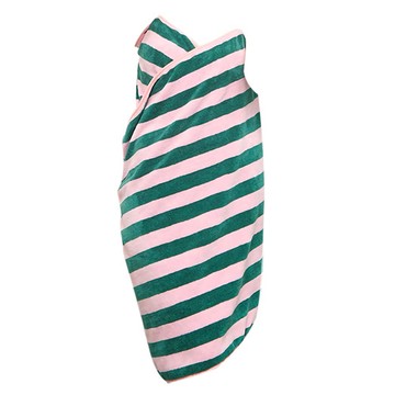 bebehome 輕柔甜美親膚可穿式居家吊帶浴巾裙 XL  1個  粉綠條紋