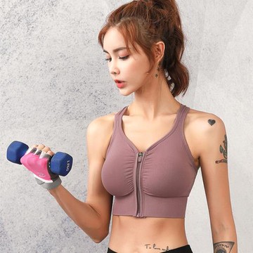 【KISSDIAMOND】高強度前拉鏈美型運動內衣KDW-8133(集中/防震/集中/高強度/瑜珈/性感/M-XL/豆沙紫)