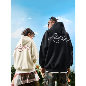 Nuthink美式字母刺繡連帽開衫衛衣潮牌拉鏈外套男女新款2026春季